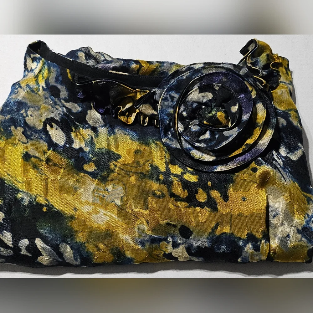 Vtg Jeanne Alexander Abstract Blouse Gathered Mid-Section Open Sleeve Womens Med - Picture 8 of 9